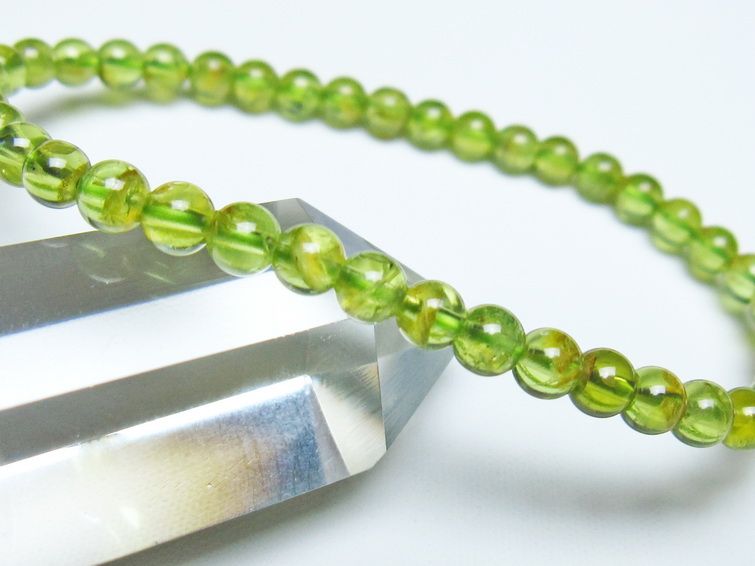 ペリドット ブレスレット 5mm メール便可 一点物 111-50641