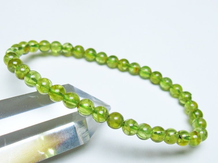 ペリドット ブレスレット 5mm メール便可 一点物 111-50643
