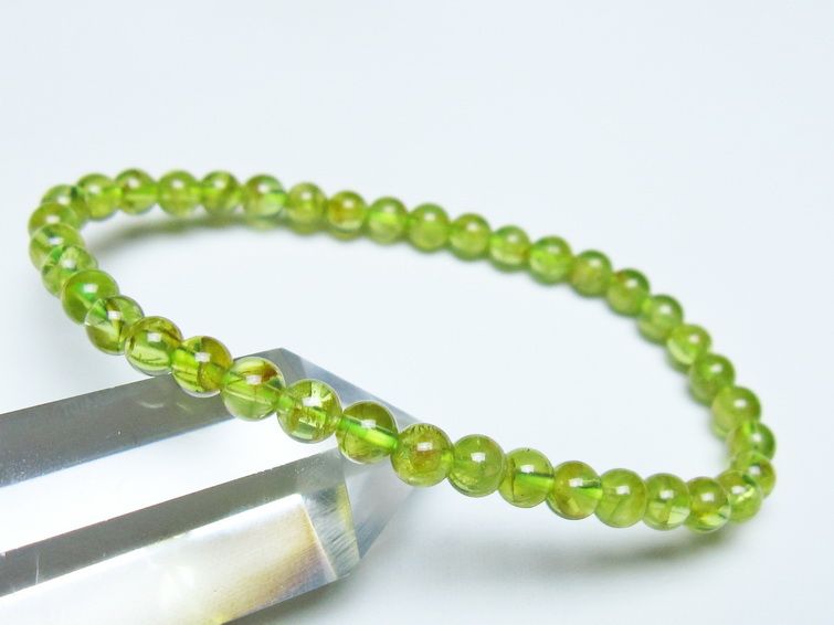 ペリドット ブレスレット 5mm メール便可 一点物 111-50644