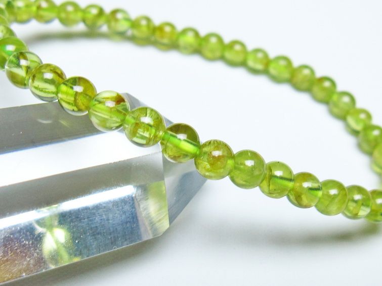 ペリドット ブレスレット 5mm メール便可 一点物 111-50644