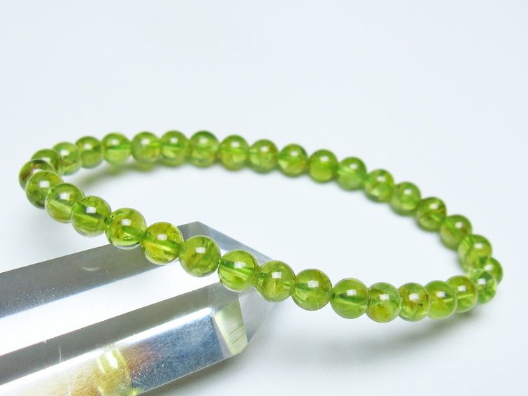 ペリドット ブレスレット 6mm メール便可 一点物 111-50645