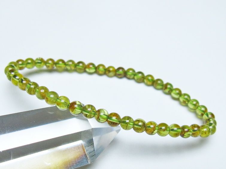 ペリドット ブレスレット 4mm メール便可 一点物 111-50649