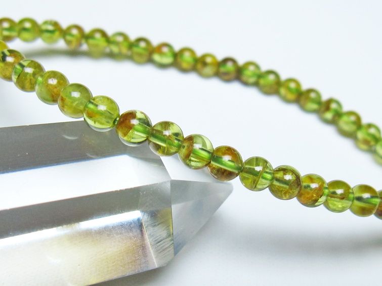 ペリドット ブレスレット 4mm メール便可 一点物 111-50649