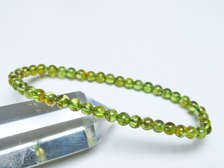 ペリドット ブレスレット 4mm メール便可 一点物 111-50650