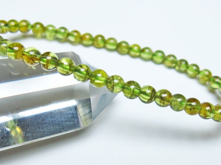 ペリドット ブレスレット 4mm メール便可 一点物 111-50650