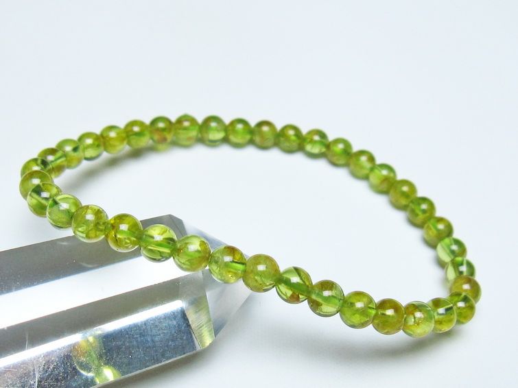 ペリドット ブレスレット 5mm メール便可 一点物 111-50651