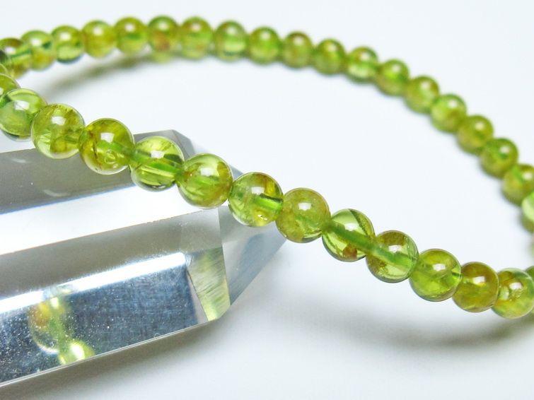 ペリドット ブレスレット 5mm メール便可 一点物 111-50651