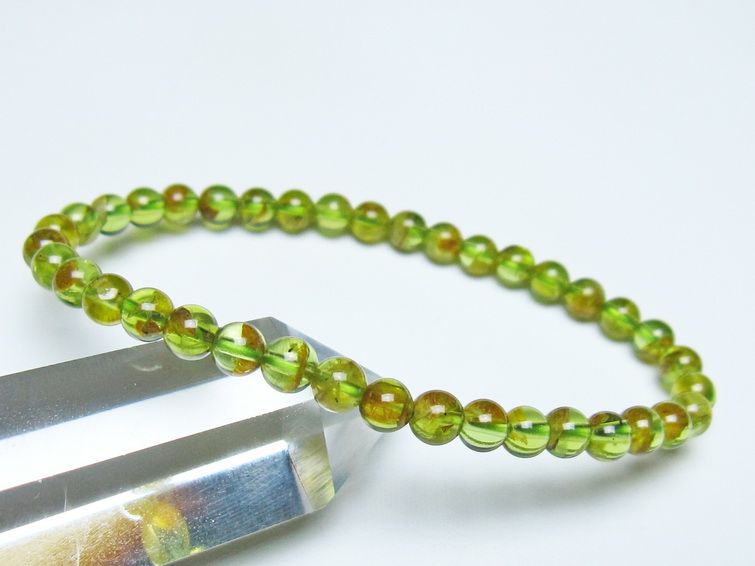 ペリドット ブレスレット 5mm メール便可 一点物 111-50652