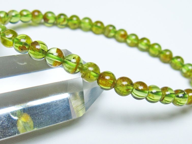 ペリドット ブレスレット 5mm メール便可 一点物 111-50652