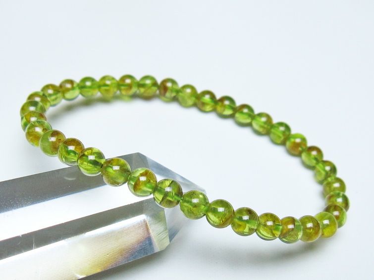 ペリドット ブレスレット 5mm メール便可 一点物 111-50653