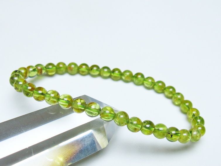 ペリドット ブレスレット 5mm メール便可 一点物 111-50654
