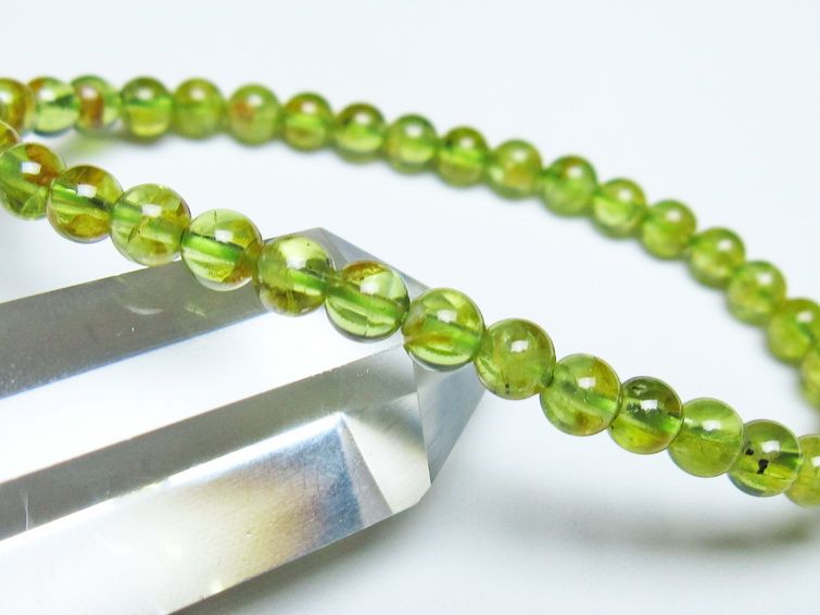 ペリドット ブレスレット 5mm メール便可 一点物 111-50654