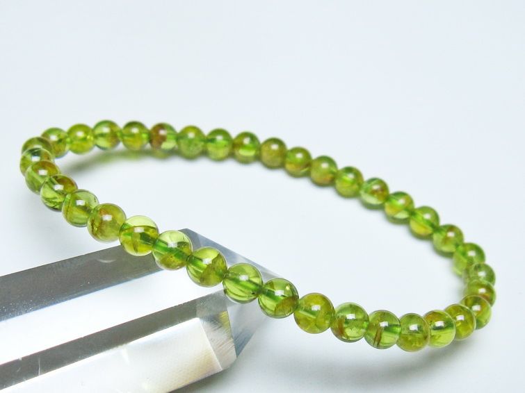 ペリドット ブレスレット 5mm メール便可 一点物 111-50655