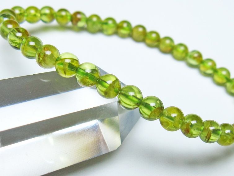 ペリドット ブレスレット 5mm メール便可 一点物 111-50655