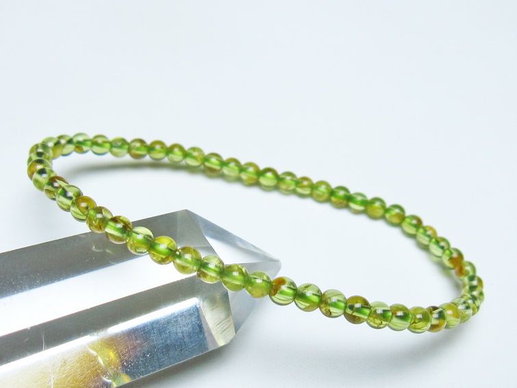 ペリドット ブレスレット 4mm メール便可 一点物 111-50656