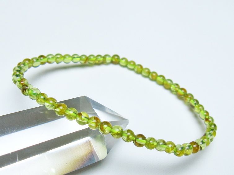 ペリドット ブレスレット 4mm メール便可 一点物 111-50657