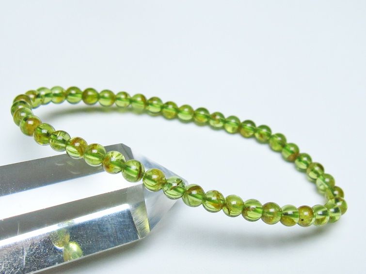 ペリドット ブレスレット 4mm メール便可 一点物 111-50658