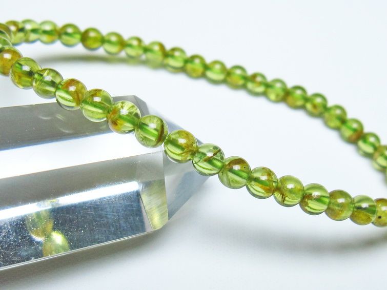 ペリドット ブレスレット 4mm メール便可 一点物 111-50658