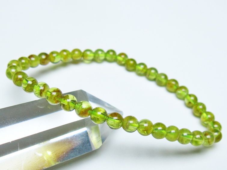 ペリドット ブレスレット 5mm メール便可 一点物 111-50659