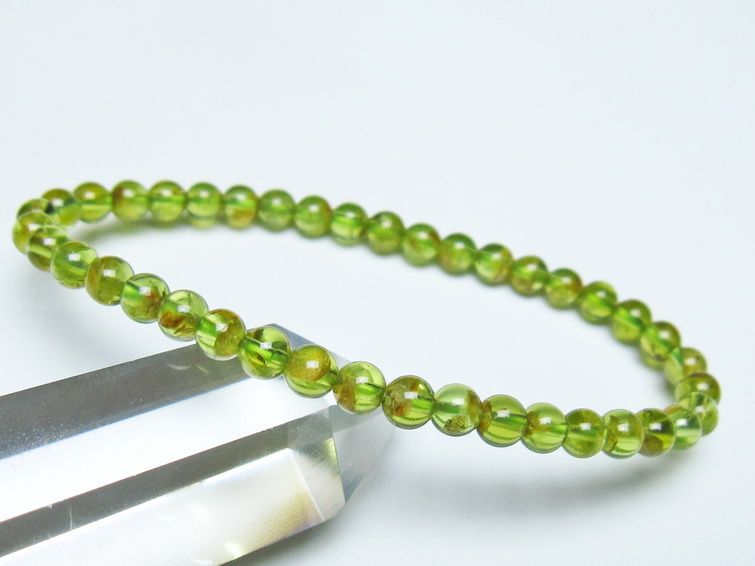 ペリドット ブレスレット 5mm メール便可 一点物 111-50660