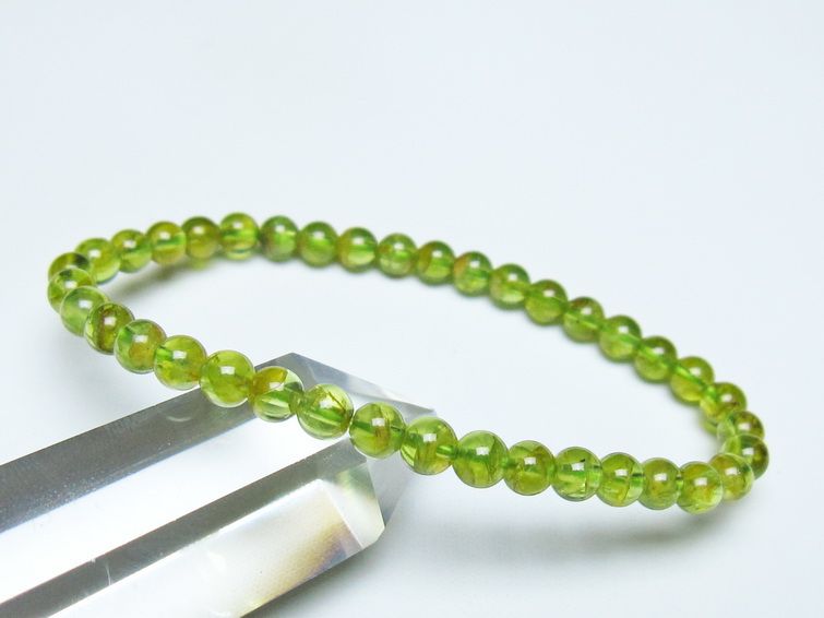ペリドット ブレスレット 5mm メール便可 一点物 111-50661