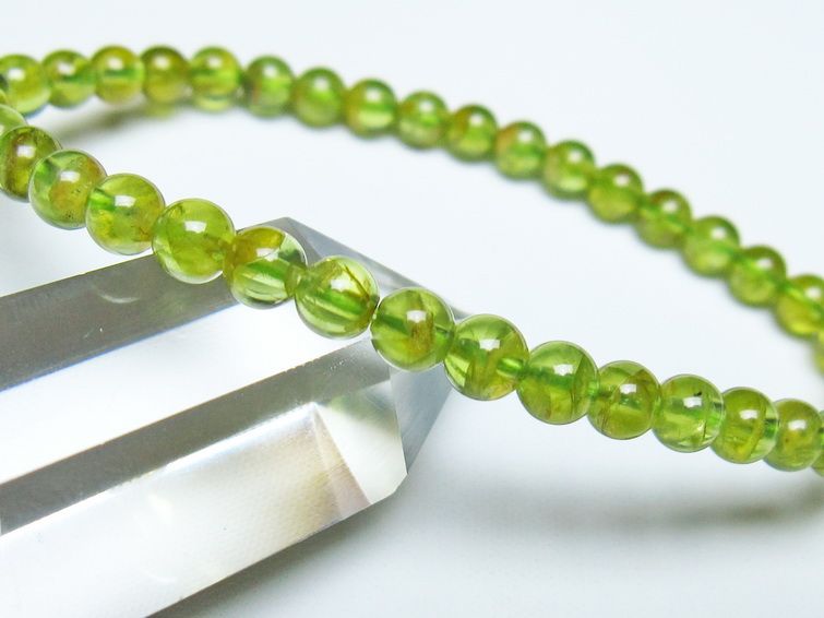ペリドット ブレスレット 5mm メール便可 一点物 111-50661