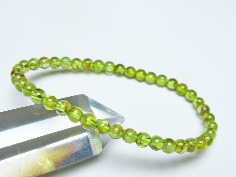 ペリドット ブレスレット 5mm メール便可 一点物 111-50662