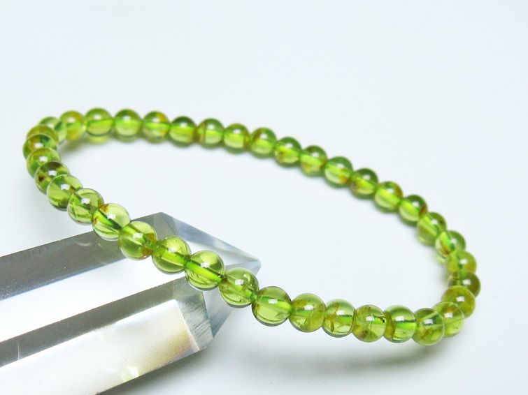 ペリドット ブレスレット 5mm メール便可 一点物 111-50663