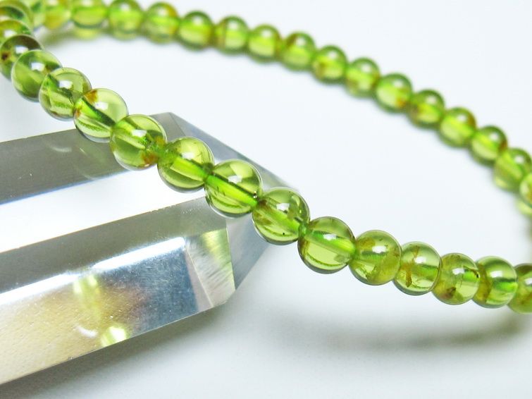 ペリドット ブレスレット 5mm メール便可 一点物 111-50663