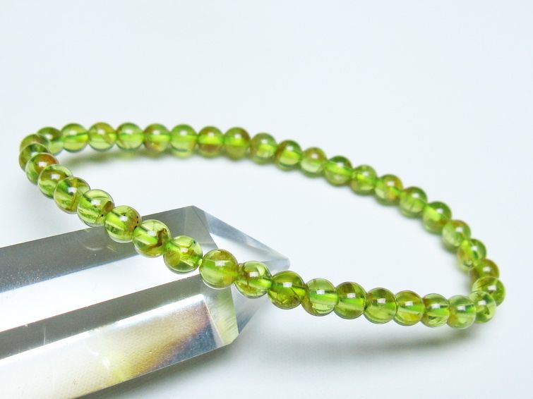 ペリドット ブレスレット 5mm メール便可 一点物 111-50664