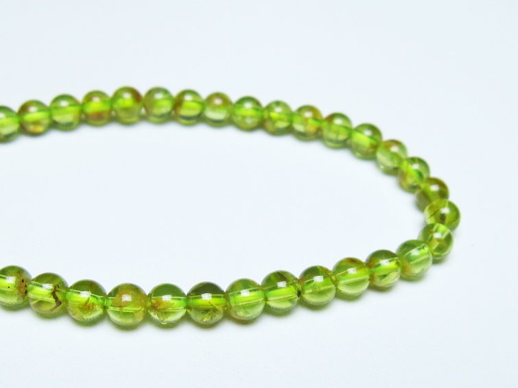 ペリドット ブレスレット 5mm メール便可 一点物 111-50664