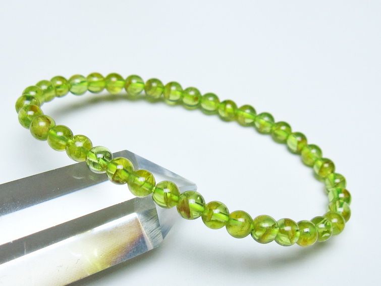 ペリドット ブレスレット 5mm メール便可 一点物 111-50665