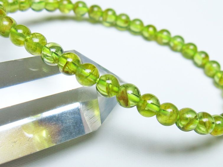 ペリドット ブレスレット 5mm メール便可 一点物 111-50665