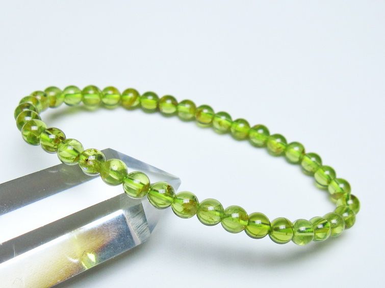 ペリドット ブレスレット 5mm メール便可 一点物 111-50666