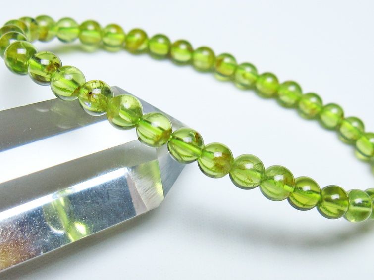 ペリドット ブレスレット 5mm メール便可 一点物 111-50666
