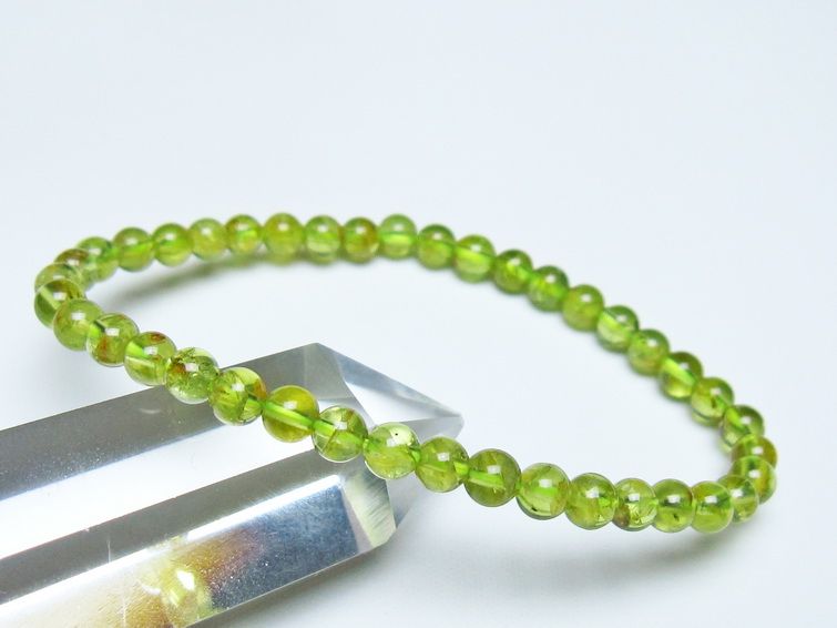 ペリドット ブレスレット 5mm メール便可 一点物 111-50667