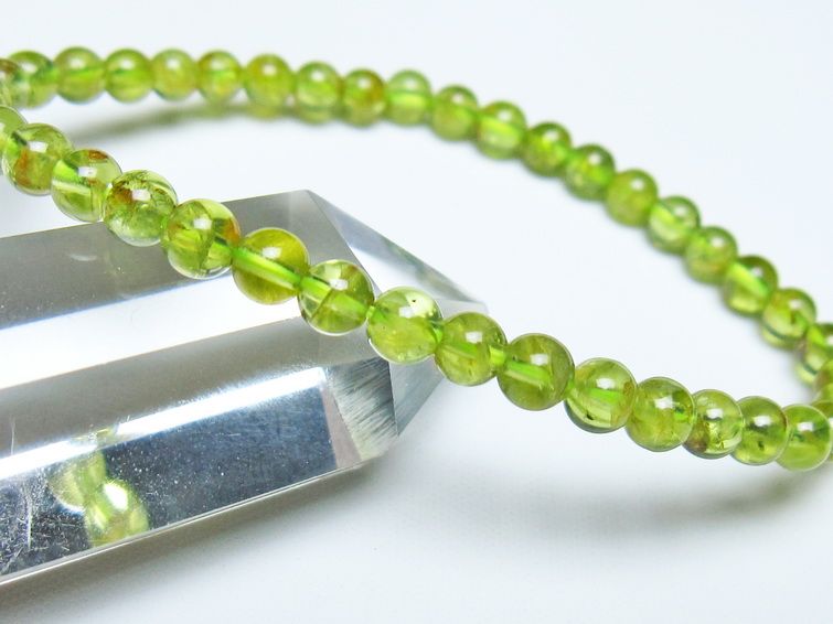 ペリドット ブレスレット 5mm メール便可 一点物 111-50667