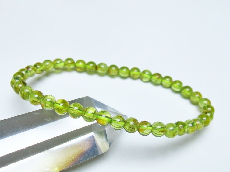 ペリドット ブレスレット 5mm メール便可 一点物 111-50668