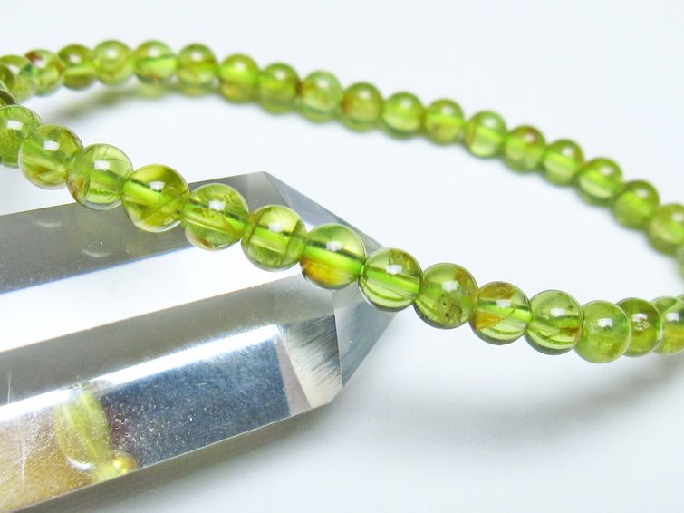 ペリドット ブレスレット 5mm メール便可 一点物 111-50668