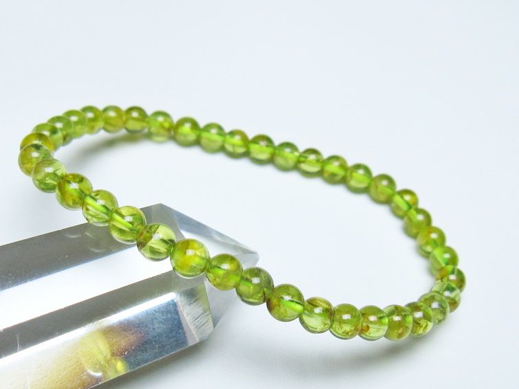 ペリドット ブレスレット 5mm メール便可 一点物 111-50669