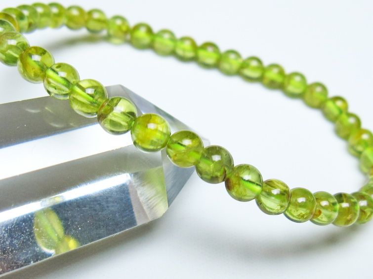 ペリドット ブレスレット 5mm メール便可 一点物 111-50669