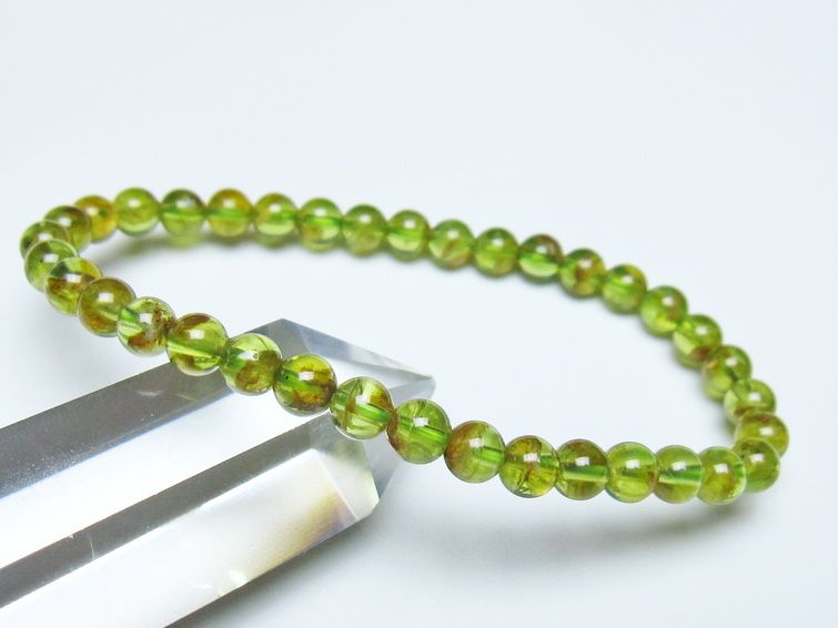 ペリドット ブレスレット 5mm メール便可 一点物 111-50670