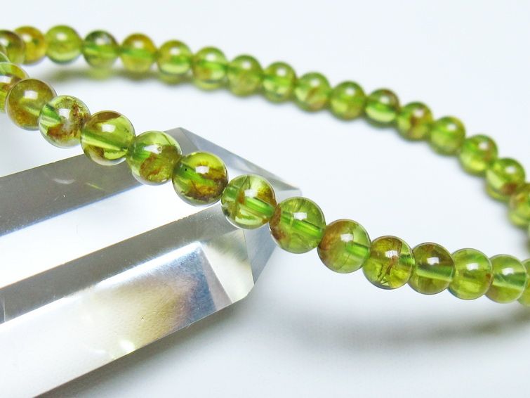 ペリドット ブレスレット 5mm メール便可 一点物 111-50670