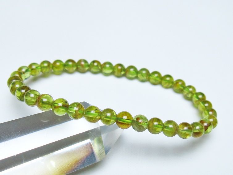 ペリドット ブレスレット 5mm メール便可 一点物 111-50671