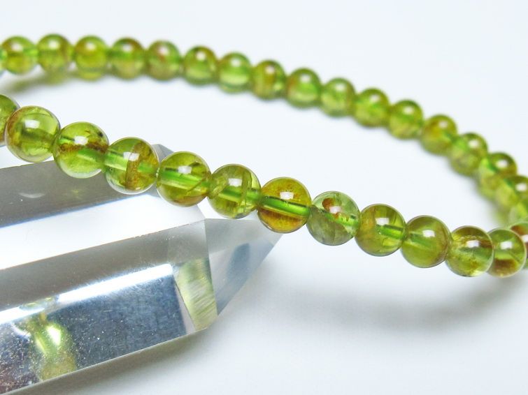 ペリドット ブレスレット 5mm メール便可 一点物 111-50671