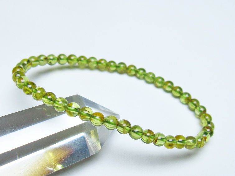 ペリドット ブレスレット 5mm メール便可 一点物 111-50672