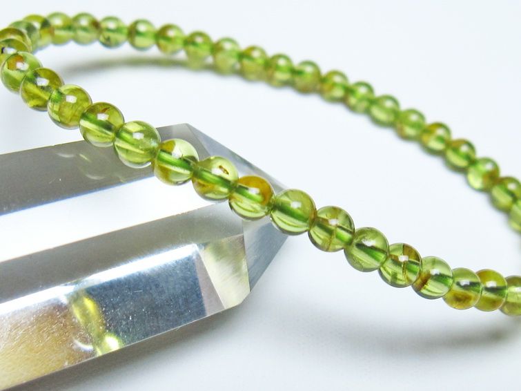 ペリドット ブレスレット 5mm メール便可 一点物 111-50672