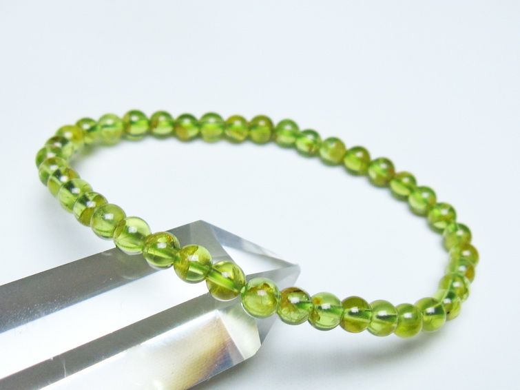 ペリドット ブレスレット 5mm メール便可 一点物 111-50673