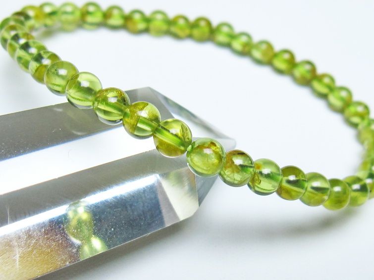 ペリドット ブレスレット 5mm メール便可 一点物 111-50673