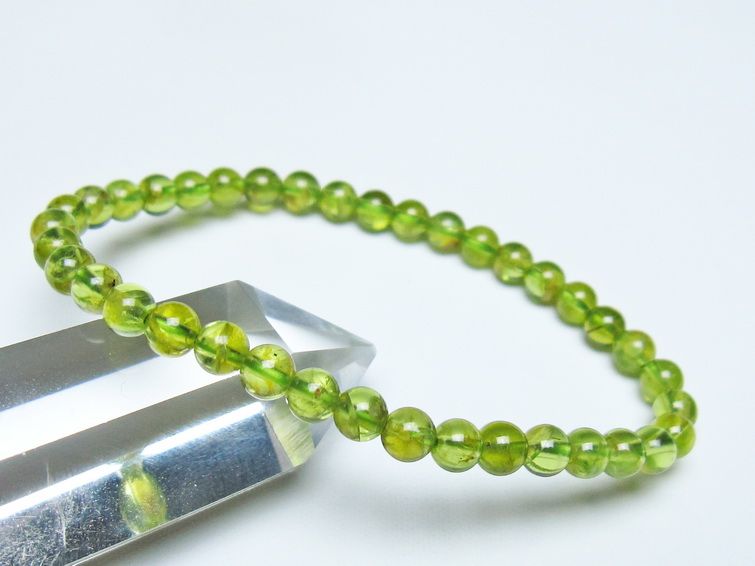 ペリドット ブレスレット 5mm メール便可 一点物 111-50674